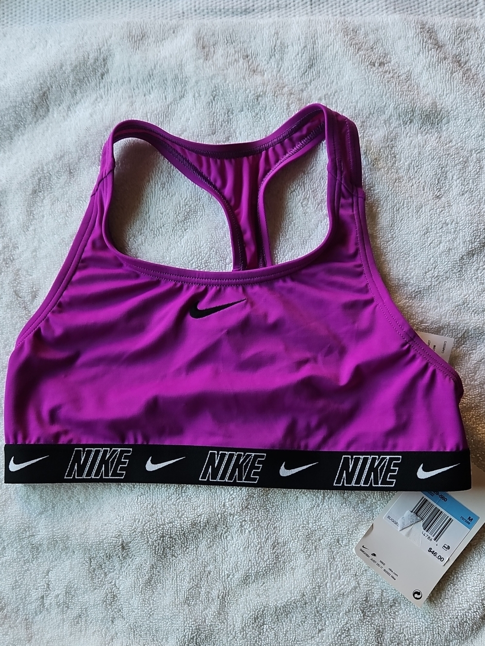 Nike Pink Racerback Sports Bra with Branded Elastic Band - Size M(137-146CM)